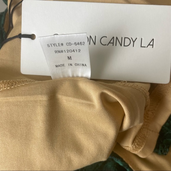 COTTON CANDY LA NWT HIGH NECK GREEN LACE MINI DRESS MEDIUM - Picture 6 of 6
